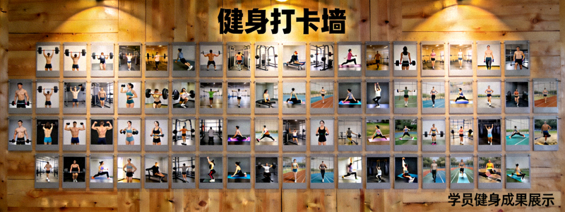 用户健身打卡墙展示 - 众多学员分享自己的健身成果照片